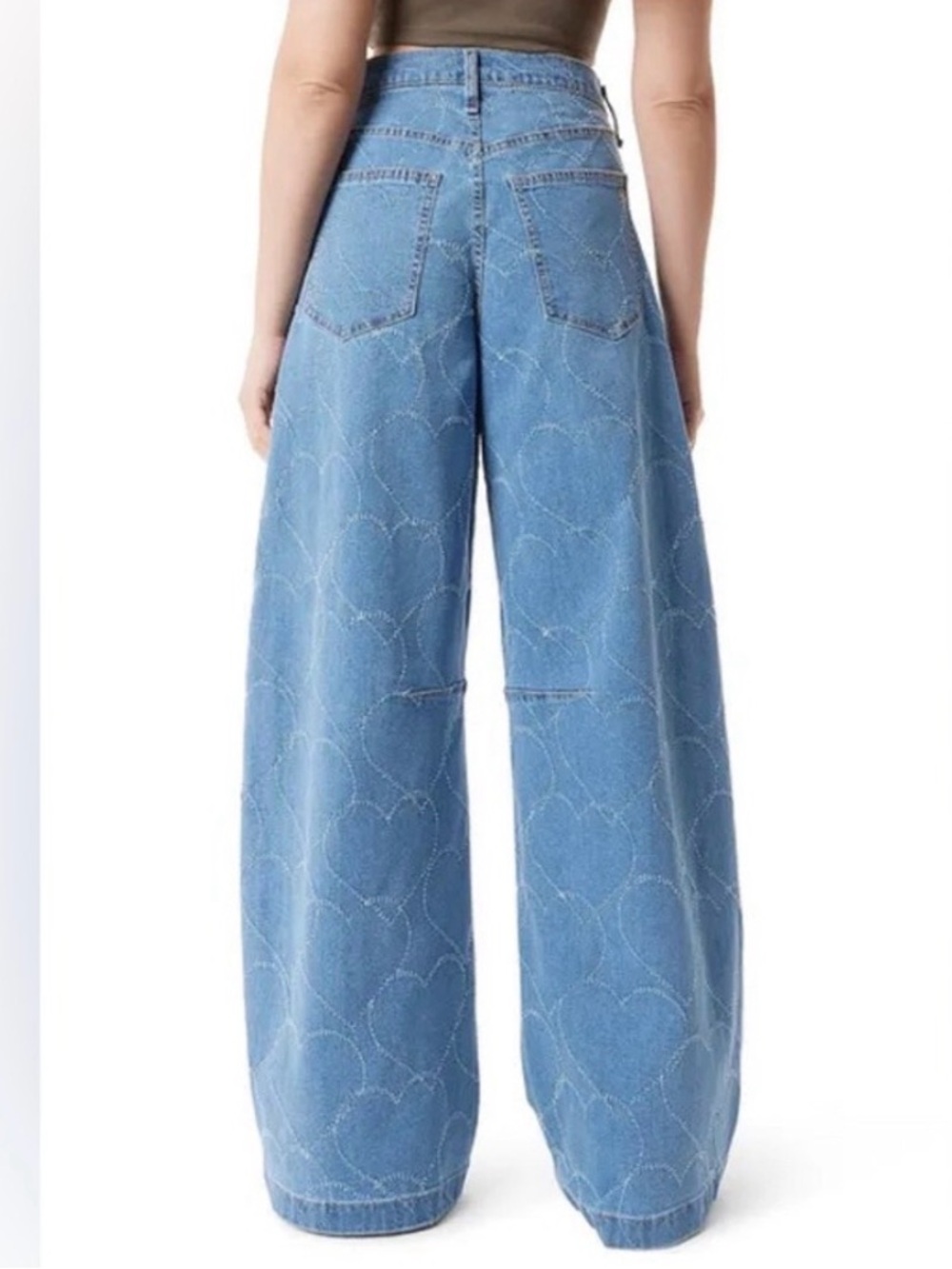 FRAYED Aurora Wash Hi-rise
Baggy Heart Detail Barrel
Wide Leg Jeans Size 31 new